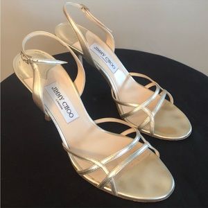 Jimmy Choo gold sandal heels